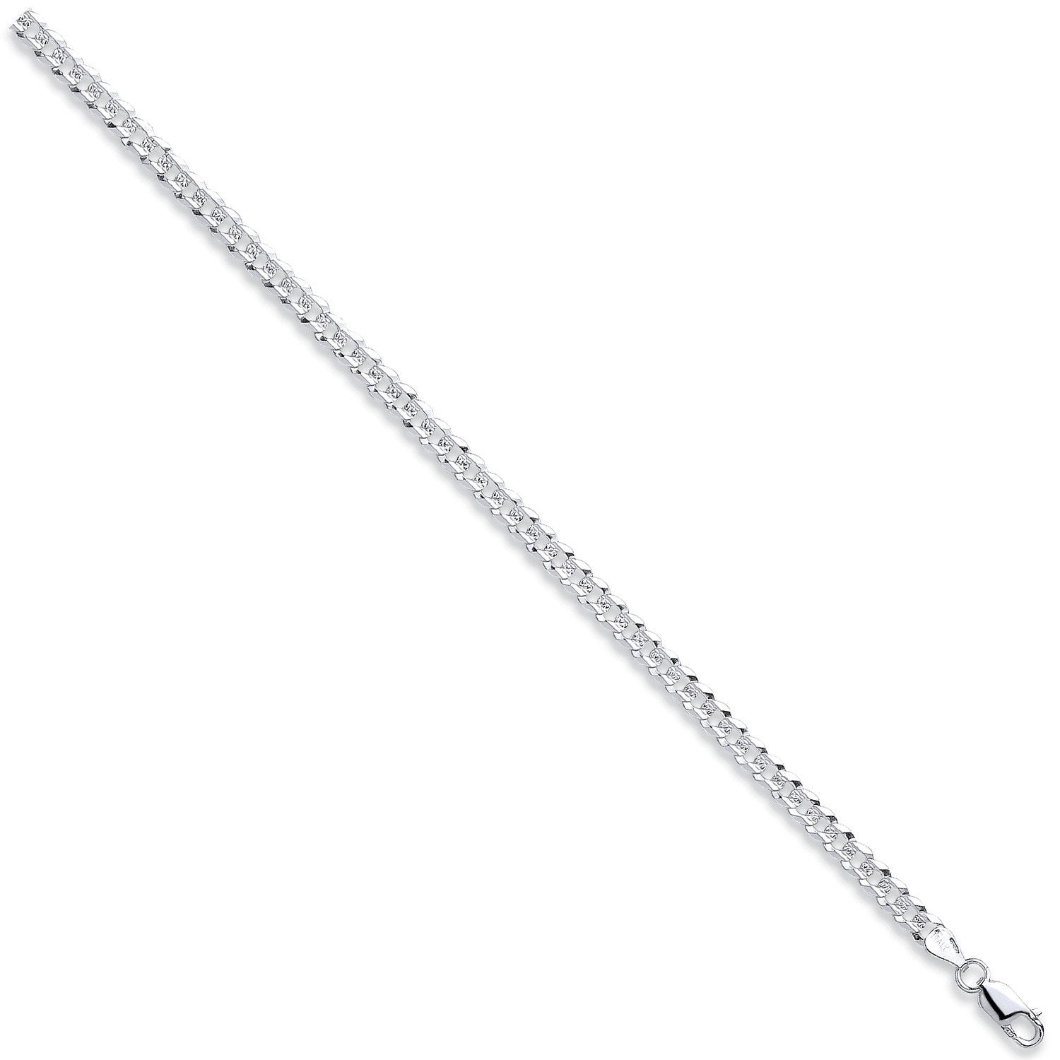 Silver 5mm Flat Pave Curb Chain - Fine Necklace - Certified Authentic - Swiss Made - UK Stock – Luxury Jewellery by Im